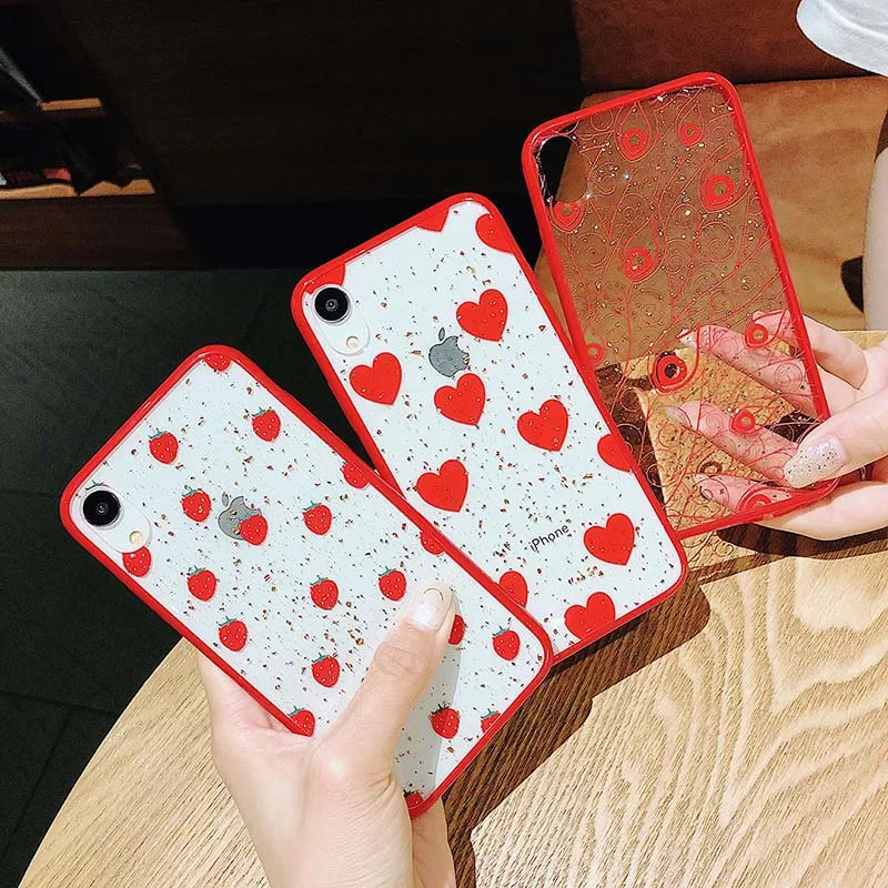 

Transparent Heart Shape Phone Cases for Iphone 6 7 8 Plus X XS XR MAX Valentine Cover for Apple Iphone Back Cover