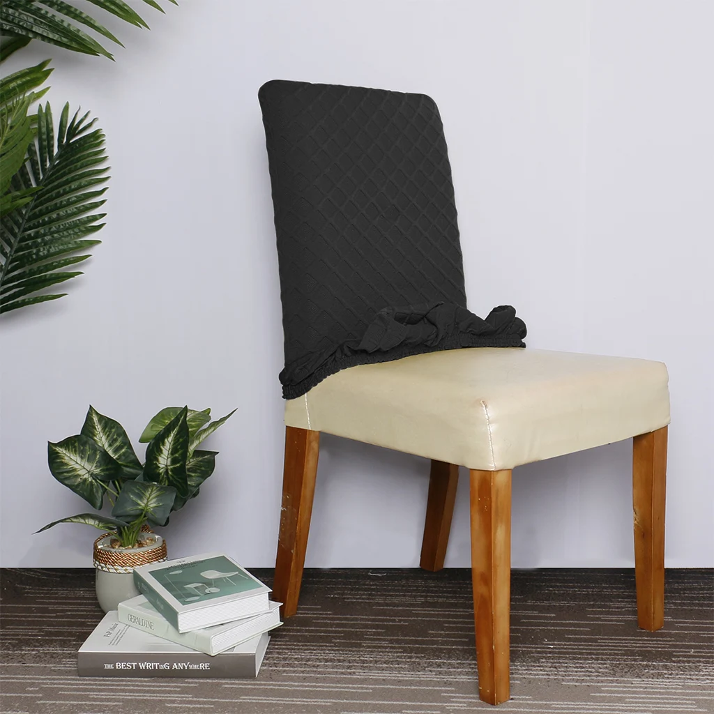

Waterproof Jacquard Weave Diamond Chair Cover Spandex Solid Simple Solid Stretch Armless Chair Cover Dining Room Wedding D30