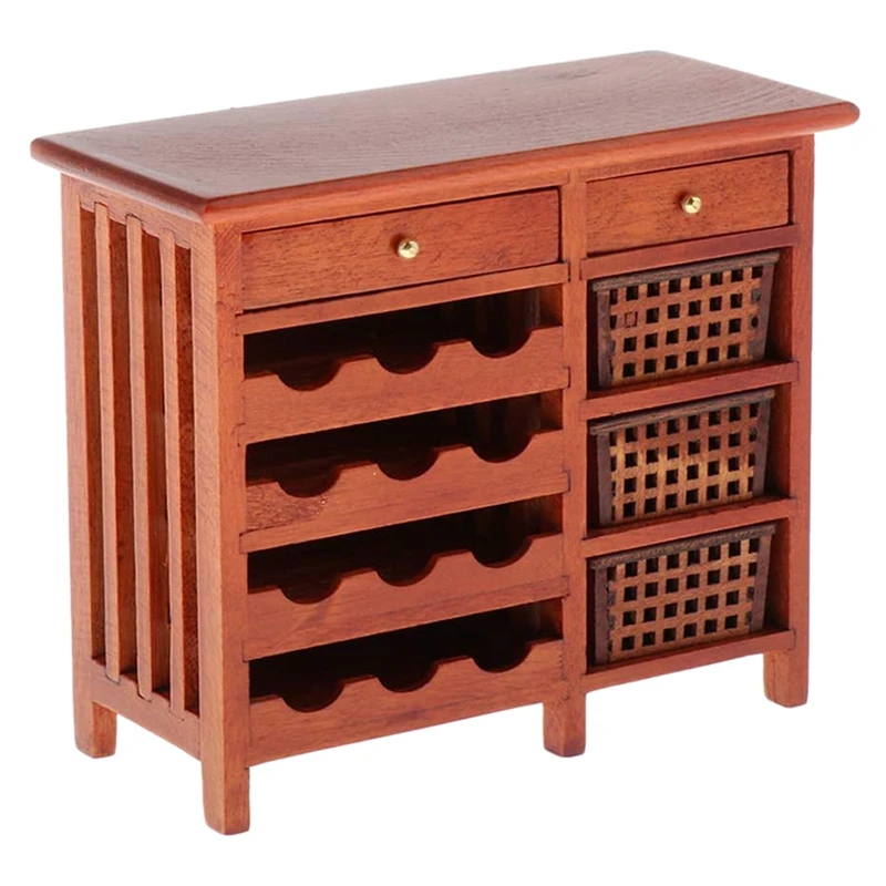 

Миниатюрная модель мебели для винного шкафа для кукольного домика 1/12, аксессуары для украшения гостиной