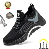 new hot sale men work safety shoes with steel head anti puncture breathable sneakers indestructible security lightweight boots