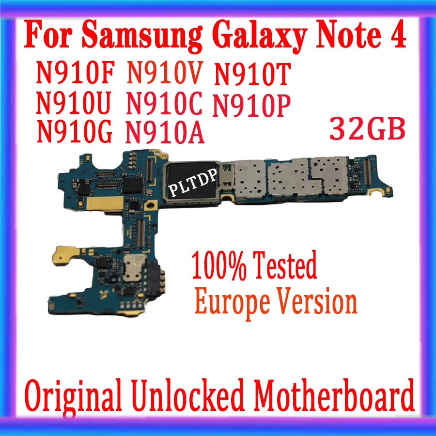 

Для Samsung Galaxy Note 4 N910F материнская плата с чипами 32 Гб разблокированная материнская плата Европейская версия логическая плата полностью проте...