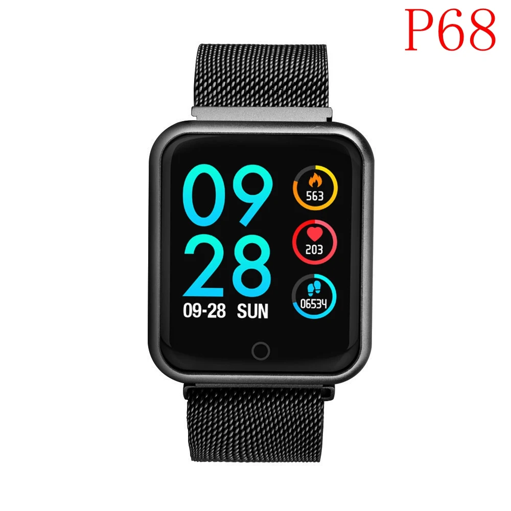 p68 black P68, P70, улучшенная версия, P80, Смарт-часы для женщин, IP68, водонепроницаемые, умные часы, пульсометр, кровяное давление, для IPhone, samsung, huawei - Цвет: p68 black