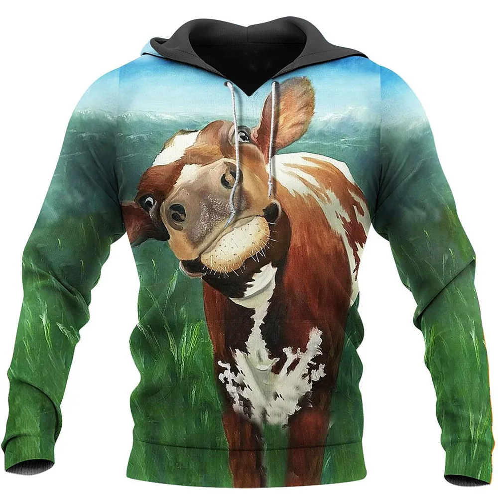 

Fashion top long sleeves cute cow 3D printing unisex comfortable zipper hoodie casual street sweatshirt/hoodie style fall/winter