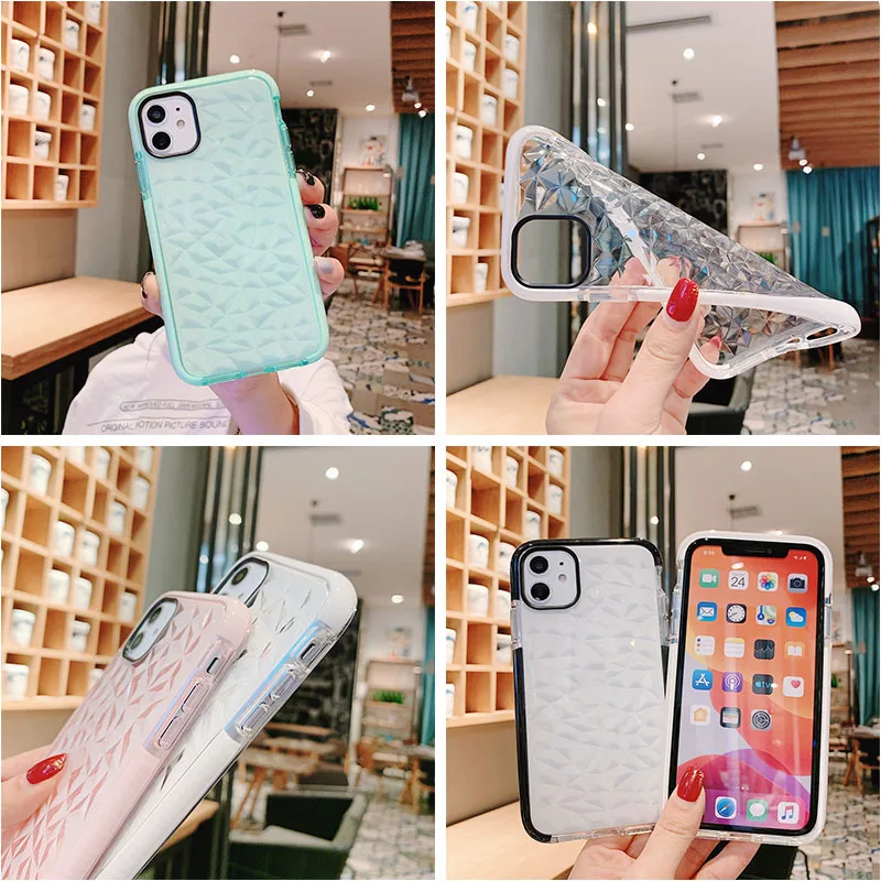 

For iphone 11 12 Case on Iphone11 Pro Max XR SE 2020 7 8 Plus X XS 6 6S 12Mini Luxury Diamond Grain Style Protective Cases Cover