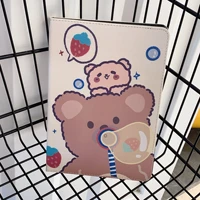 lovely little bear blow bubbles leather soft tablet protective case for ipad air 1 2 3 mini 4 5 pro 2017 2018 2019 2020 cover