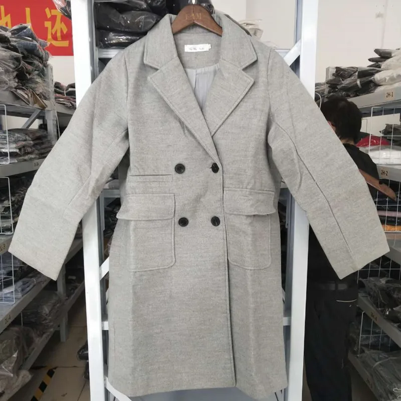 LANMREM Повседневный длинный рукав свободный однотонный черный плюс размер плащ