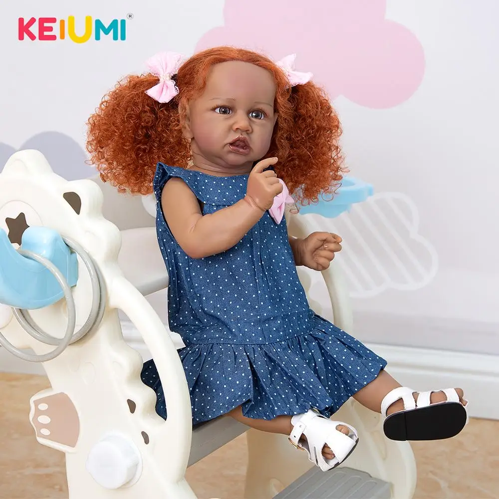 Рыжие волосы Reborn Baby Doll Силиконовые африканские куклы 57 см ручной работы для