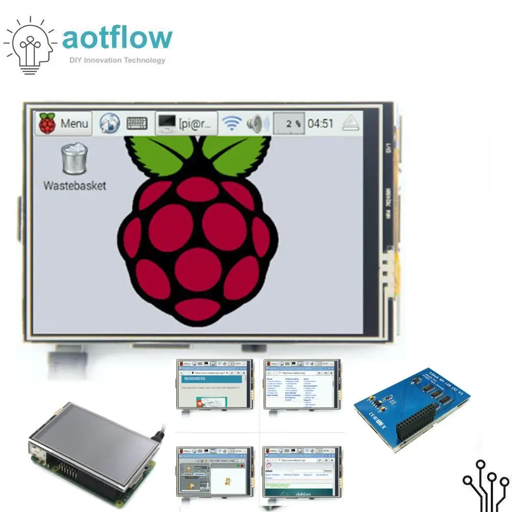 3 5 дюймовый TFT ЖК дисплей сенсорный экран монитор для Raspberry Pi 2 Модель B 1 480x320