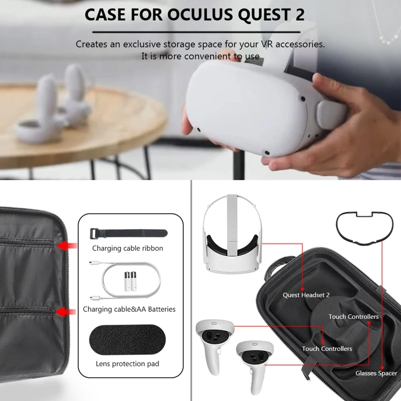 

Hard Carrying Cover Protective Pouch Box Case Bag for -Oculus Quest 2 VR Glass