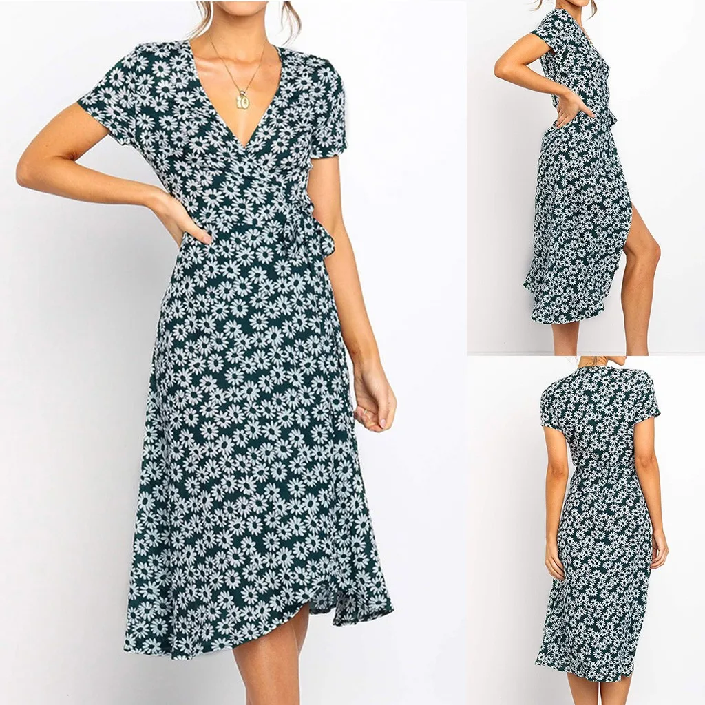 Женское летнее платье с цветочным принтом JAYCOSIN элегантное офисное в стиле бохо