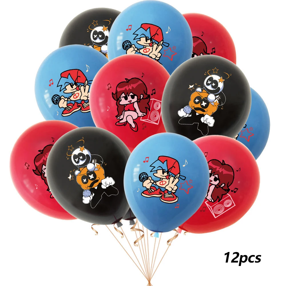 

12pcs Friday Night Funkin Cartoon Game Latex Balloon Happy Birthday Party Decorations Boy Girl Kids Toys Globos