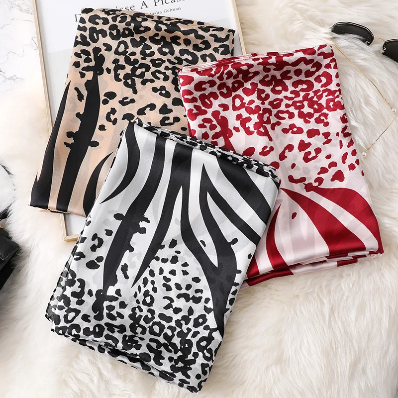 

2022 New Brand Designer Silk Scarf Leopard Zebra Dot Foulards Bandana Long Large Shawls Wraps Winter Neck Scarves Pashmina Hijab