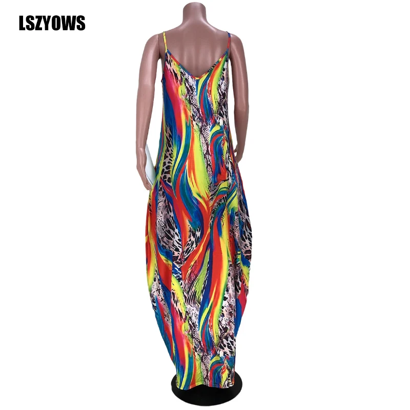 

2021 Summer Beach Maxi Dress Women Sleeveless Spaghetti Straps Leopard Printed Vintage Long Dress Ladies Bohemian Casual Dresses