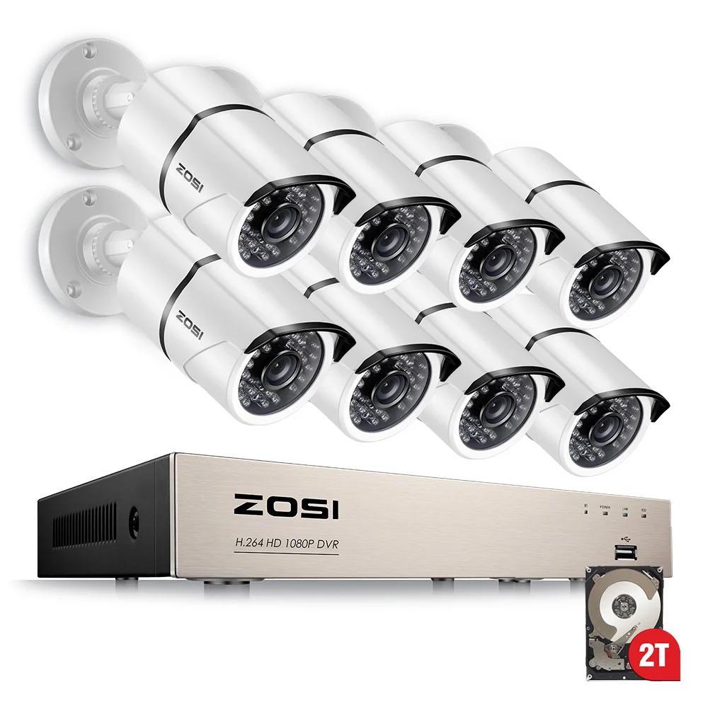 ZOSI 1080p 8 канальная система видеонаблюдения TVI DVR с 8x1080p наружными и комнатными