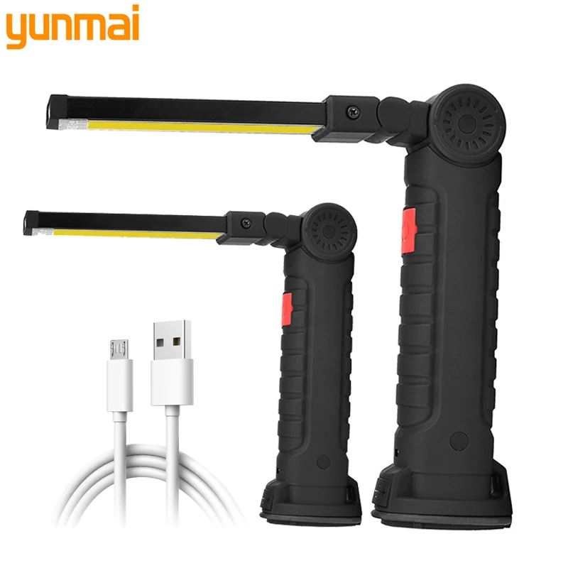 

Flash Light Tail Magnet Portable Camping Lantern LED Working Lamp Flashlight USB Rechargeable Built-in Battery COB Torch 3 Mode