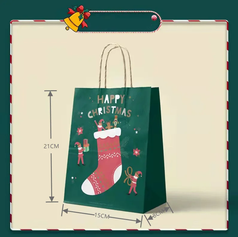10pcs Kraft Paper Candy Cookie Bag Santa Claus Snowman Merry Christmas Gift Bags Packing Navidad New Year Party Decor Supplies enlarge