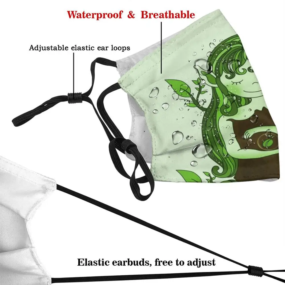 Маска для лица многоразовая с фильтром Pm2.5 и забавным принтом древесная