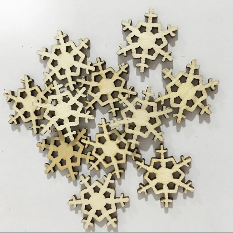 

100pcs/set Natural wooden DIY Christmas tree Hanging Ornaments Pendant Gifts Tree Snow Flakes Table Bottle DTY Decoration