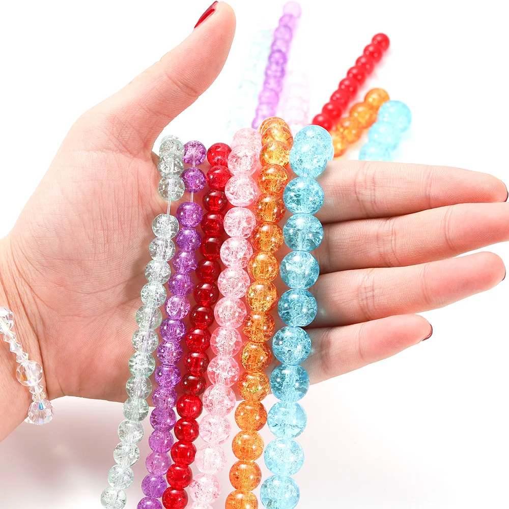 Multicolor Cracked Quartz Natural Stone Round Beads For Jewerly Making Crystal Ball for Diy Bracelet Necklace 8m-12m | Украшения и