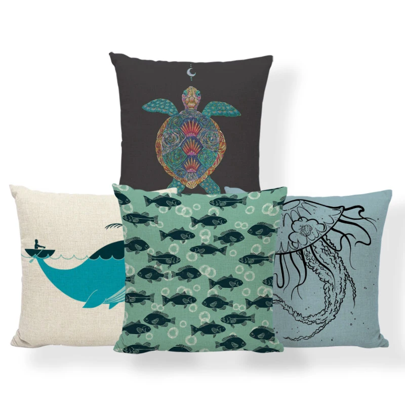 Новинка Морская жизнь наволочка краб Лобстер Рыба пузырьки Набор декоративных