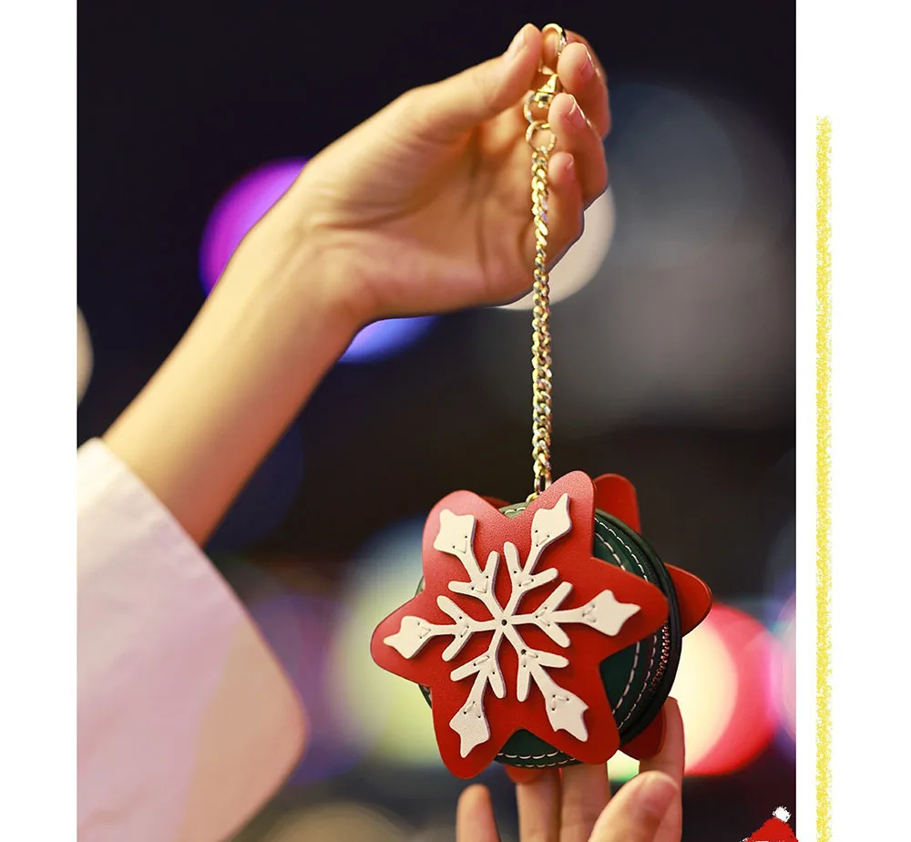 

Christmas Snowflake PU Parts Material Set for Coin Purse DIY