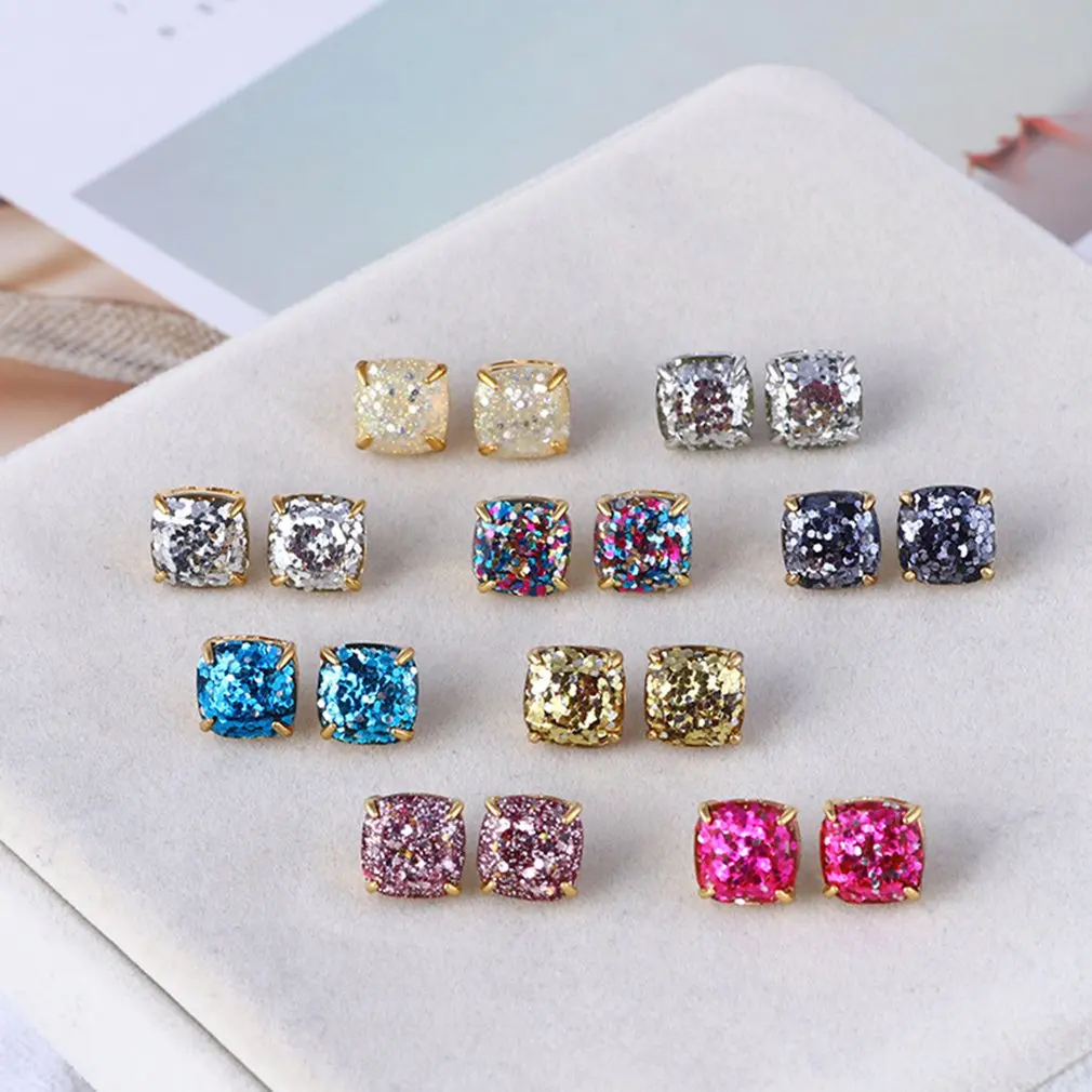 

2021 Fashion Colorful Geometric Women Stud Earrings Cubic Zirconia Wedding Party Daily Wearable Fashion Jewelry Hot Dropshipping