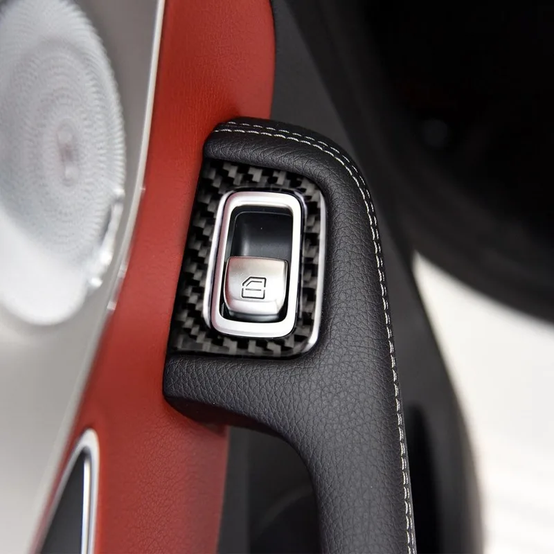 

Mutips For Mercedes C Class W205 GLC Accessories Carbon Fiber Sticker Car Window Switch Armrest Panel Trim Cover Car Styling