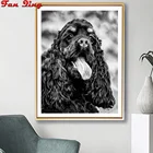 Алмазная 5D картина сделай сам, черный кокер-спаниель, полная выкладкакруглая вышивка с изображением собаки, стразы, мозаика, украшение для дома