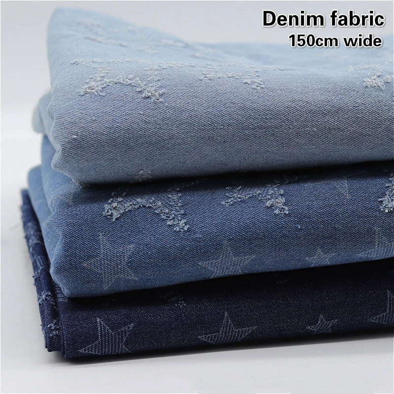 

Trendy Tie-dyed Cotton Star Jacquard Denim Garment Fabric DIY Skirt Jeans Waist Bag Clothes Jacket Children's Clothing Sewing
