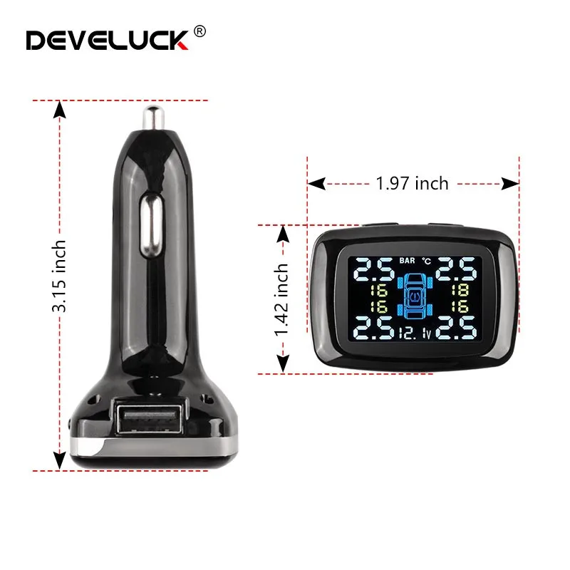 Develuck автомобильный TPMS прикуриватель Беспроводной Универсальный цифровой tpms