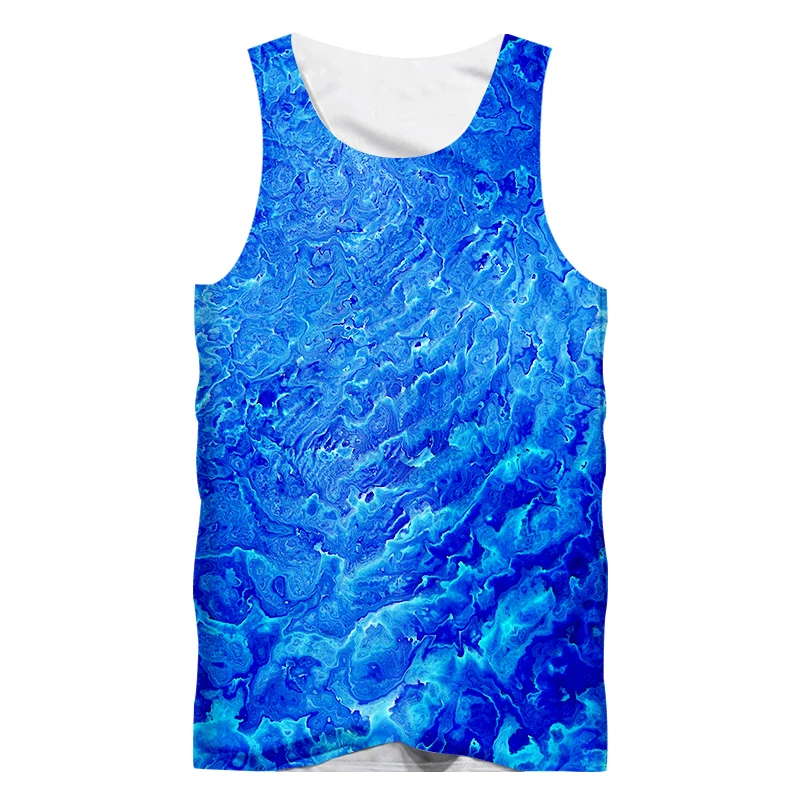 Мужские летние майки UJWI с 3D принтом синяя текстура морской жилет мужской