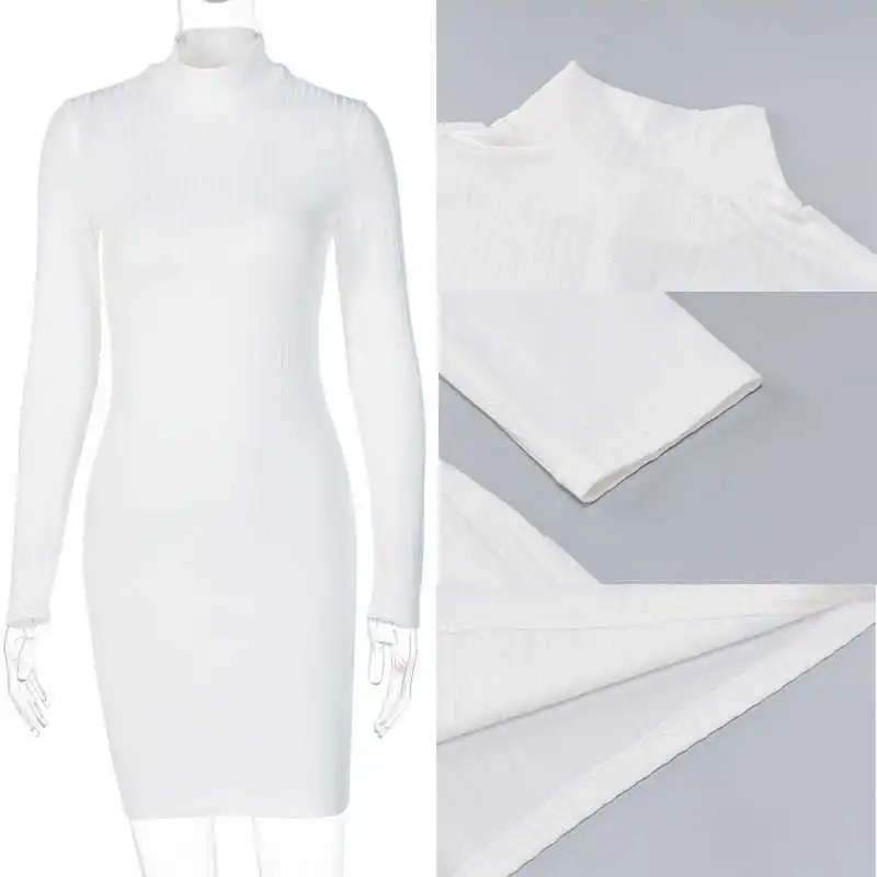 

Giyu Turtleneck Dress Women Sexy Bodycon Club Party Mini Dresses 2021 Autumn Winter Casual Elegant Female Long Sleeve Vestidos