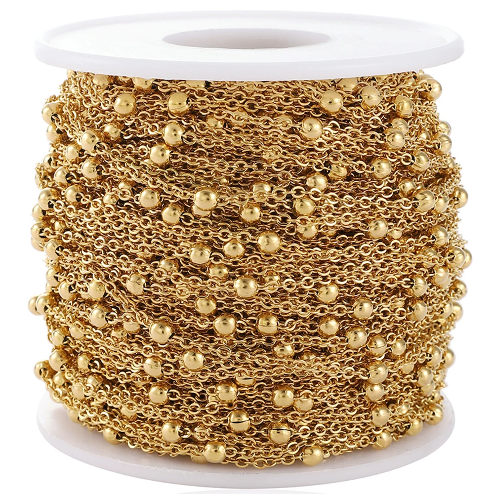 

2M/Lot Stainless Steel Gold Chain Beads Cable Link Chains For DIY Jewelry Making Necklace Charm Bracelet Wholesale Lots Bulk