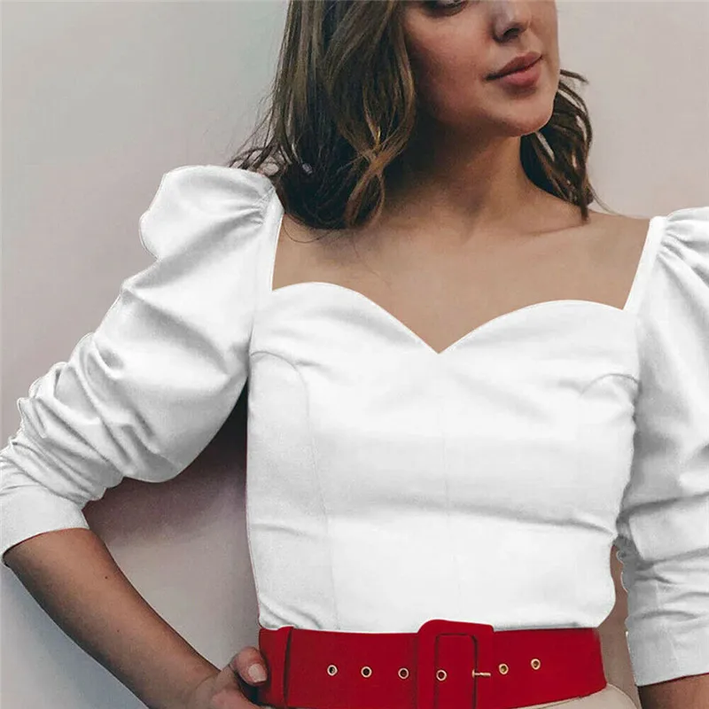 

Женская блузка с V-образным вырезом, с длинным рукавом и V-образным вырезом