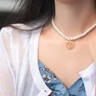 Винтажное ожерелье-чокер с имитацией жемчуга и металлическим сердцем для женщин, милое, крутое, модное ожерелье золотого цвета для девушек, ювелирные изделия в подарок