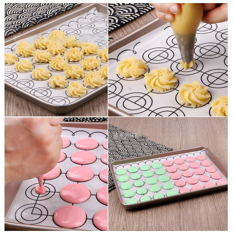 

40*30cm Silicone Mat Non-stick Pizza Macaron Cake Pastry Baking Tools Pad 44 Hole Oven Baking Mat Fondant Bakeware