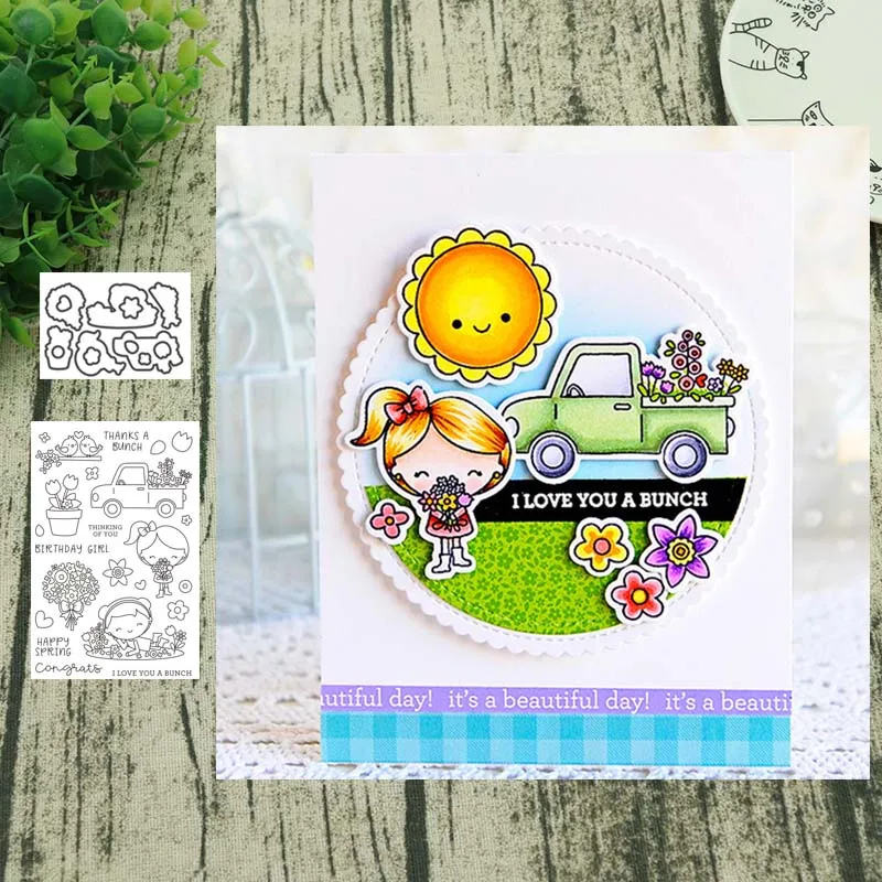 Маленькая девочка металлические штампы и прозрачные трафареты для сделай сам