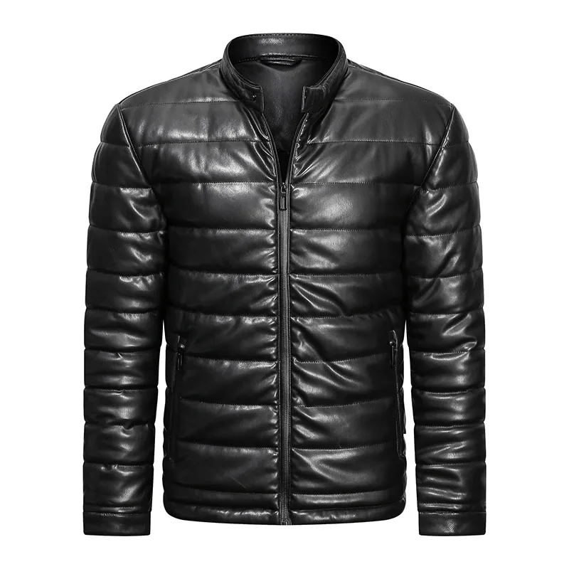 

2022 NEW PU PADDING JACKET FOR MEN Men's PU Leather Jacket Casual Slim Bomber Jacket Men Warm Parka Mens Winter Jackets