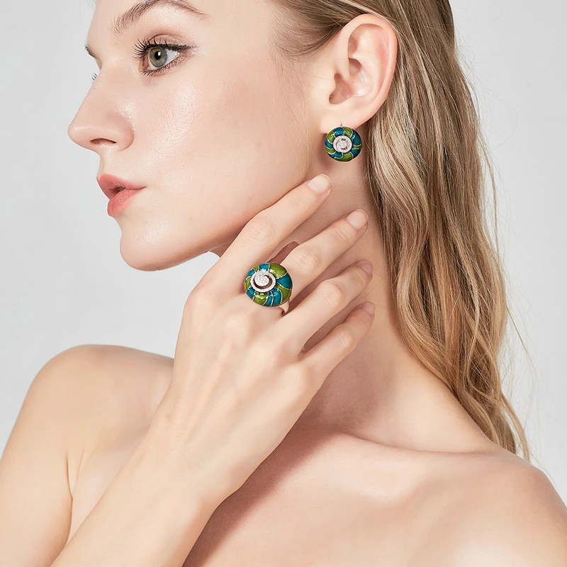 Mytys этнические эмалевые серьги зеленого цвета для женщин изысканное