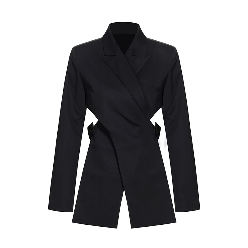 

High Waist Waistless Irregular Suits Casual Patchwork Women Blazer Notched Long Sleeve Female Fashion Clothing New