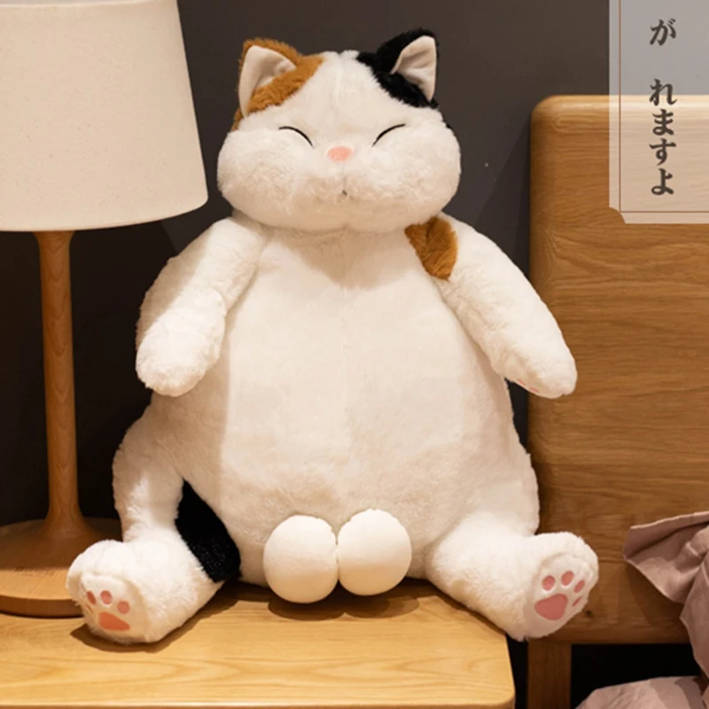 

35/45 см ленивая японская кукла-кошка, как настоящая пушистая плюшевая игрушка, сидящее спящее животное, коричневые, черные цвета, детский под...