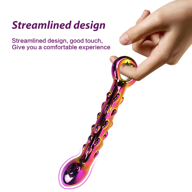 Colorful Crytal Glass Anal Plug Lighted Headed Particles G Spot Wizard Penis Huge Large Dildo For Adult Artificial |