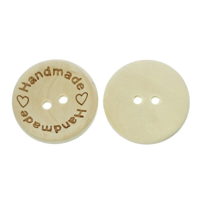 100pcs/pack 15/20mm High Quality Hand Made With Love Sewing Wood Button Round Decorative Craft Buttons Clothing Supplies | Дом и сад