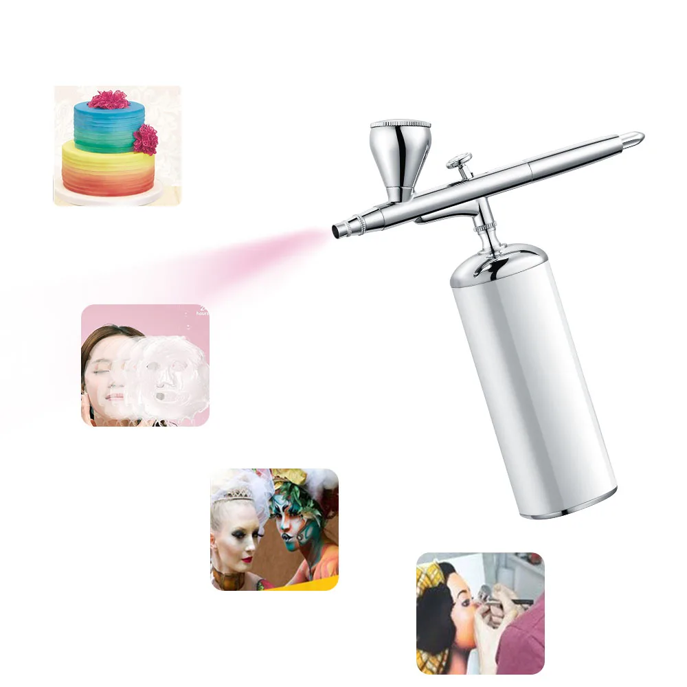 Dual Action Airbrush Mini Kit Compressor Air Brush Protable 0.3mm Nozzle Paint Spray Gun For Cake Decorating  Makeup Tattoo Nail