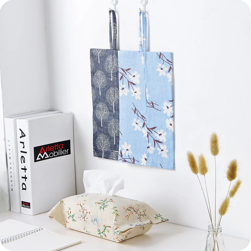Hanging Flowers Plant Print Tissue Box Cover Paper Towel Cotton Linen Storage Holder Bag Home Decor | Дом и сад