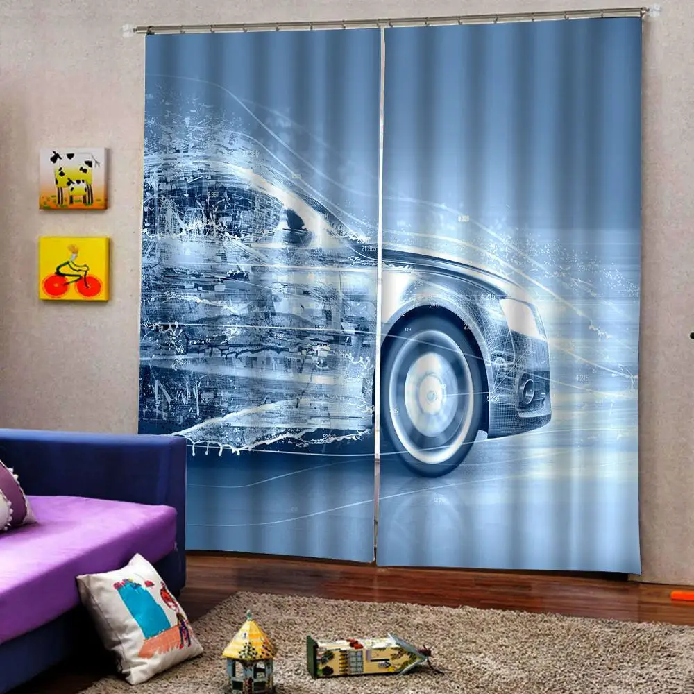 

3D Curtain Luxury Blackout Window Curtain Living Room sliver car curtains morden Blackout curtain