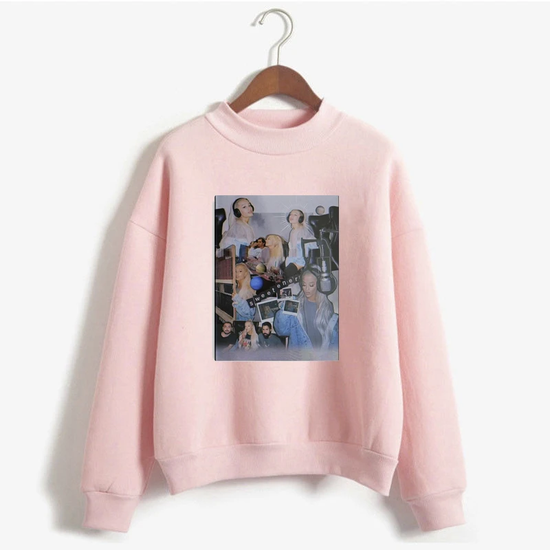 Pink Розовые толстовки с капюшоном для женщин Ariana Grande Harajuku пуловер Kawaii размера плюс толстовка с капюшоном - Цвет: Pink