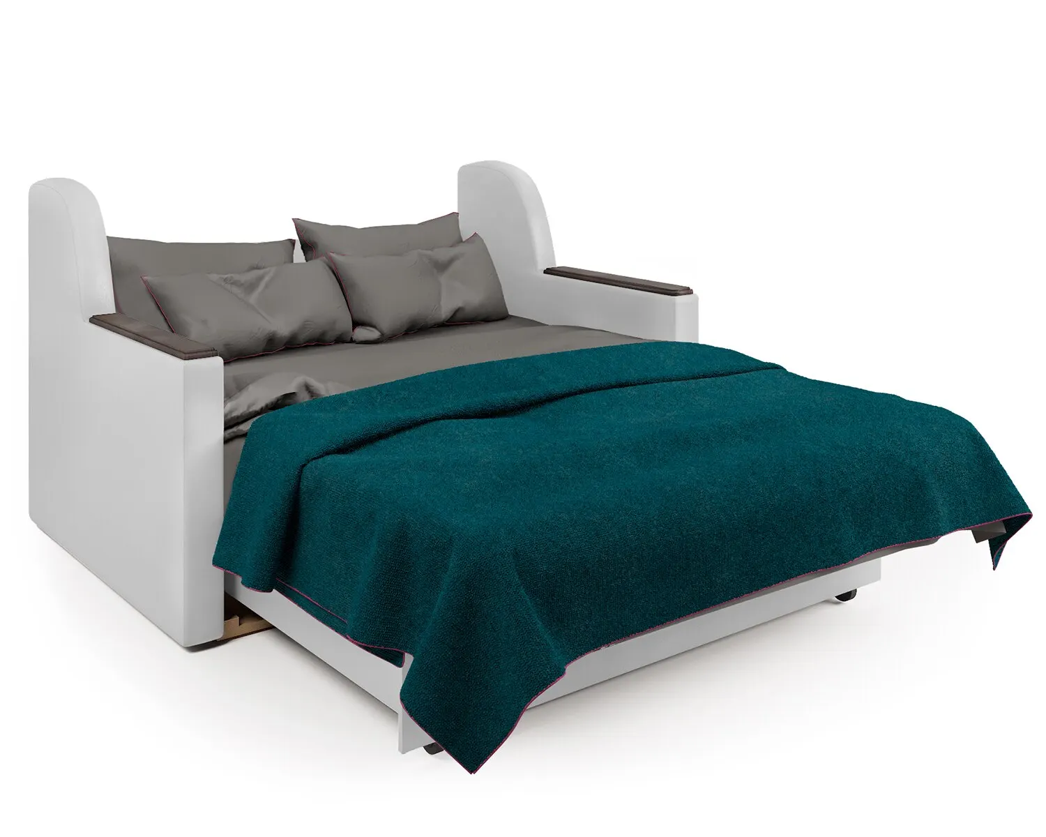 Диван аккордеон Аккорд Д 140 фиолетовая рогожка и экокожа белая | Мебель