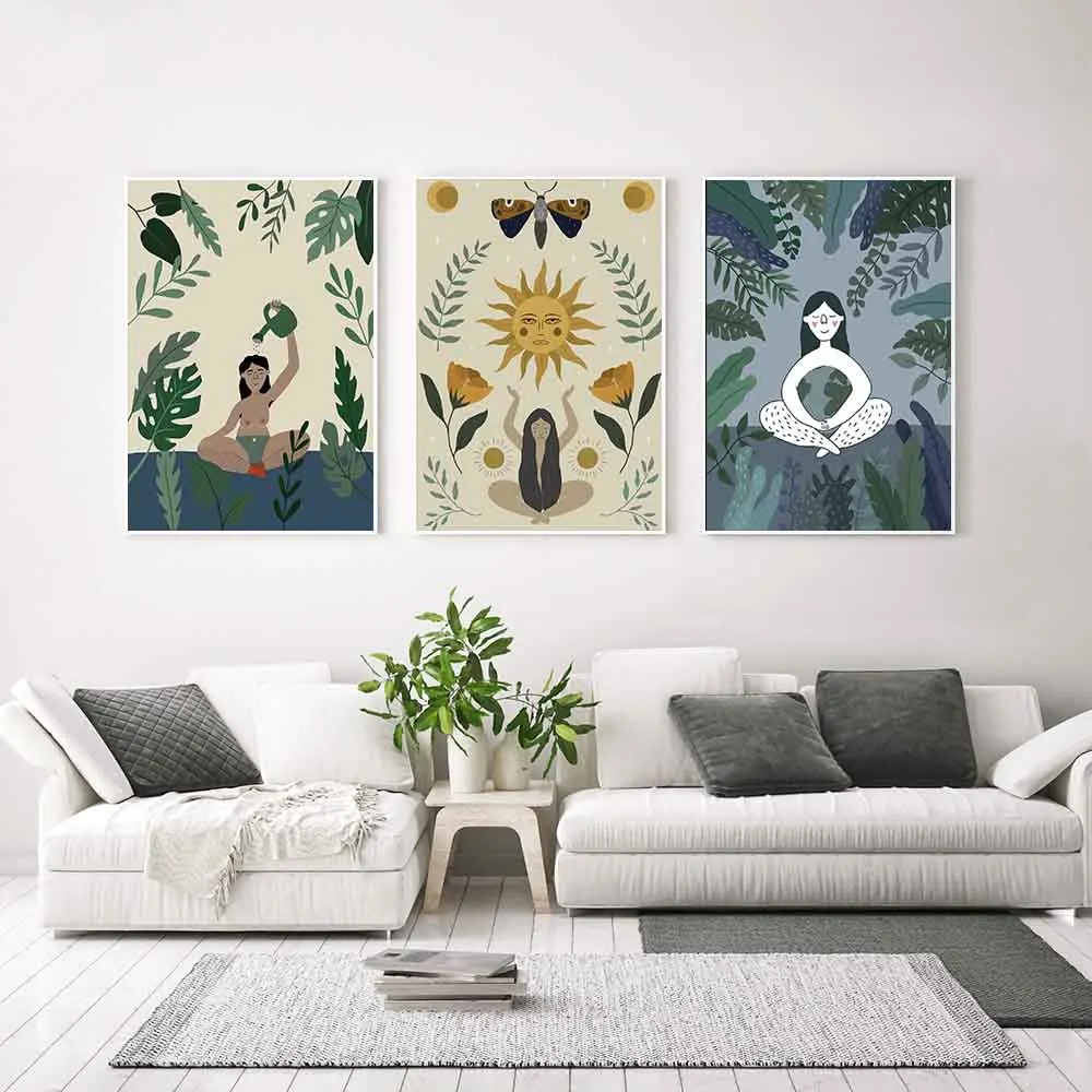 

Vintage Poster Stretching In the jungle Yoga Canvas Yourself Like Painting Abstract Print Modern Wall Picture Sports Home Decor