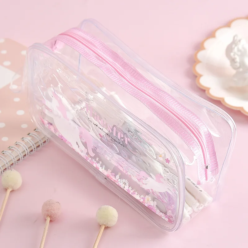 Прозрачный карандаш кактус чехол для школы Kawaii коробка карандашей с единорогом